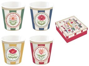 Porcelán eszpresszópohár 4 személyes, 100ml,dobozban, Flowery