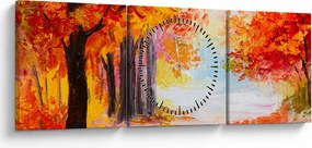 Kép - olajfestmény, színes ősz (órával) (90x30 cm)