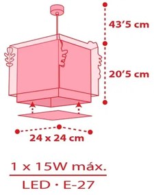 Dalber 73262 - HELLO KITTY gyerekszoba csillár 1xE27/15W/230V rózsaszín