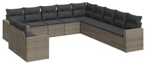 11 részes szürke polyrattan kerti ülőgarnitúra párnákkal