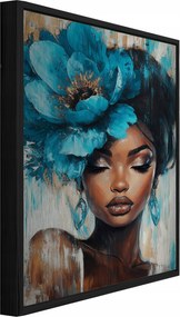 Vászonkép Fém Fekete Keretben Nő Virágok Nappali Hálószoba 120x80