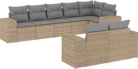 vidaXL 8 részes bézs polyrattan kerti ülőgarnitúra párnával