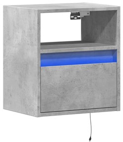 betonszürke falra szerelhető TV-szekrény LED-del 41x31x45 cm