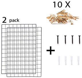 Reminder 2 részes fekete fém üzenőfal, 50 x 70 cm