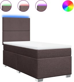 vidaXL sötétbarna szövet rugós ágy matraccal 90 x 200 cm