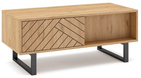 Natúr színű dohányzóasztal tölgyfa dekorral 55x110 cm Madona – Marckeric