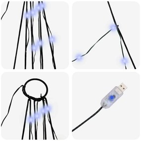 LED Karácsonyfák talajráccsal 112 LED-del Kék 180 cm Fém