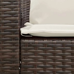 5 személyes barna polyrattan kerti kanapé párnával