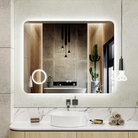Erga Myra, LED tükör 100x80 cm kozmetikai tükörrel, 3x nagyítás, 4114 lm, 3 fényszín, háttérvilágítás, ERG-V01-MYRA-1080-00