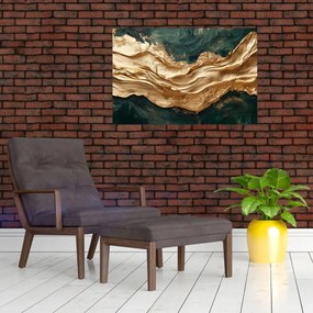 Kép - Zöld absztrakció arannyal II. (90x60 cm)