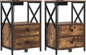 vidaXL Éjjeliszekrény 2 pcs Füstölt tölgy 40 x 31 x 60 cm Faanyag