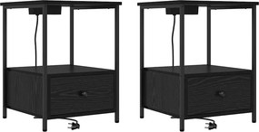 vidaXL Éjjeliszekrény 2 pcs Fekete tölgy 42 x 41 x 56 cm Faanyag