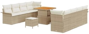 vidaXL Kerti Kanapé Szett párnával 11 pcs Bézs polirattan