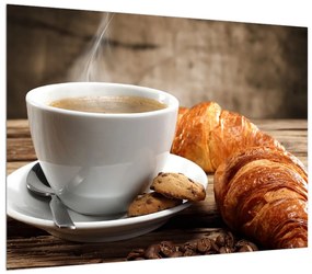 Csésze kávé és croissant képe (70x50 cm)