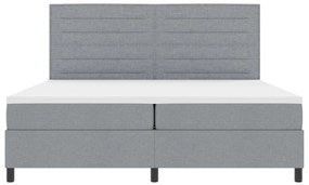 vidaXL Rugós ágy matraccal és LED világítással, világosszürke, 200 x 200 cm-es szövet