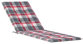 piros kockás nyugágypárna (75+105) x 50 x 4 cm