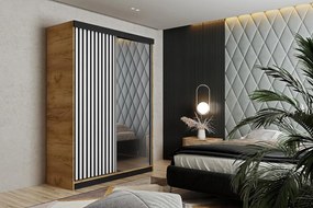 Malani 138 Tolóajtós Szekrény 138cm, Arany Tölgy-Fehér