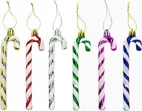 Dekoráció Karácsonyfa pálca különböző színekben 13 cm 6 db