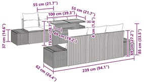 Kert étkező szett 8 pcs Barna és szürke 100 x 55 x 73 cm
