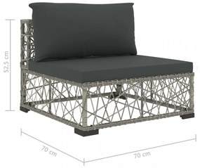 6-részes szürke polyrattan kerti bútorszett párnákkal