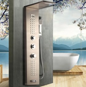 Zuhanypanel EYN TP1912L termosztáttal és masszázsfúvókákkal, falon kívüli kivitelben, többféle felülettel — Sarok
