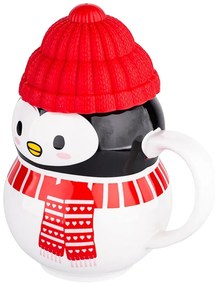 Altom Penguin karácsonyi bögre szilikon tetővel, 350 ml