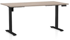 OfficeTech B állítható magasságú asztal, 160 x 80 cm, fekete alap, tölgy
