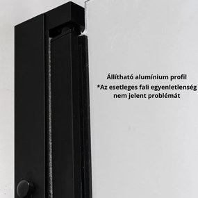 Stuxi Verona Black 110 cm széles csukló zuhanyajtó, 6 mm vízlepergető üveggel, fekete profillal