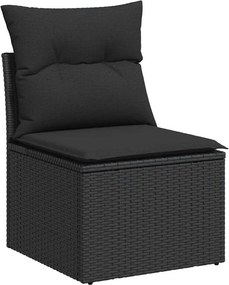 vidaXL fekete polyrattan kerti szék karfa nélkül párnákkal