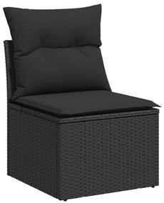 vidaXL fekete polyrattan kerti szék karfa nélkül párnákkal