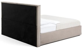 Szürkésbarna kárpitozott ágyneműtartós franciaágy ágyráccsal 180x200 cm Thessa Bold – Bonami Selection