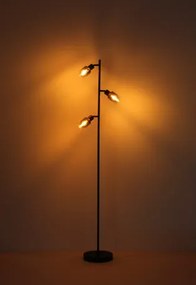 Globo 54308S Állólámpa fém fekete matt, füstszínű üveg, átlátszó futás, fekete PVC kábel, lábkapcsoló a kábelben, ø: 230mm, M:1540mm, kábelhossz 1800mm, nem tartozék: 3x E14 40W 230V