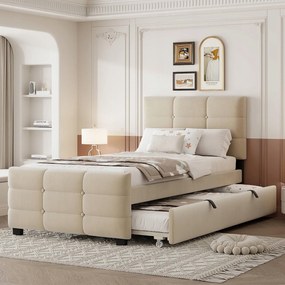 Kárpitozott ágy Gyerekágy Húzza ki az ágyat 90x190cm Bézs