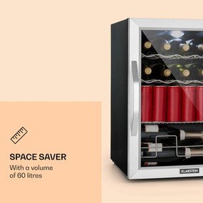 Klarstein Beersafe XL Mix It Edition, hűtőszekrény, D energiahatékonysági osztály, LED, 4 fém rács, üvegajtó
