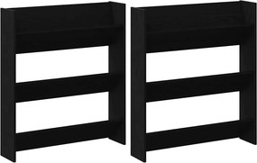 vidaXL Cipőszekrény 2 pcs Fekete tölgy 85 x 18 x 90 cm Faanyag