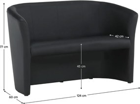 Klub duplafotel, fekete textilbőr, CUBA