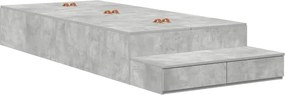 vidaXL Ágykeret tárolóval fiókkal Beton Szürke 100 cm Faanyag
