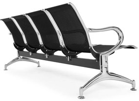 Fém pad a váróterembe REST, 4 ülés, fekete