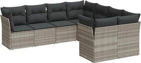 vidaXL 8 részes világosszürke polyrattan kerti ülőgarnitúra párnával