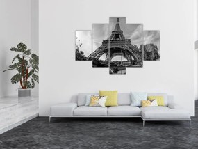 Kép - Eiffel-torony, fekete-fehér (150x105 cm)