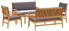 vidaXL Kerti Kanapé Szett 5 pcs Barna Tömör Akácfa