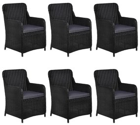 7 részes fekete kültéri polyrattan étkezőgarnitúra