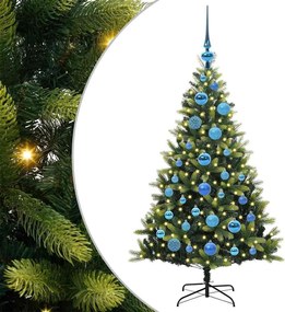 vidaXL Műanyag Hajtogatott Karácsonyfa 150 LED-del Zöld 120 cm