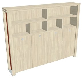 Verno+ S magas gardrób 260 x 46 x 210 cm, polccal, akác / narancs