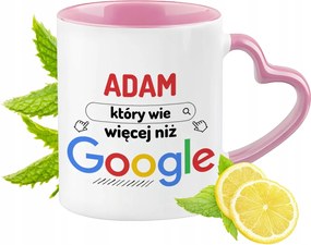 Bögre Ádámnak Rózsaszín Szív alakú Füllel Kávé Ajándék