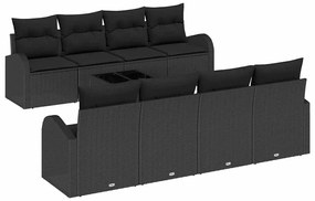 Kerti Kanapé Szett 7 pcs Fekete 55 x 55 x 37 cm polirattan
