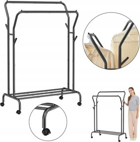 Ruhaakasztó álló előszoba állvány fém gurulós ruházat