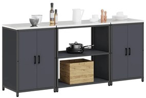 Konyhai Tároló Készlet 3 pcs Antracitszürke 210 x 50 x 92 cm