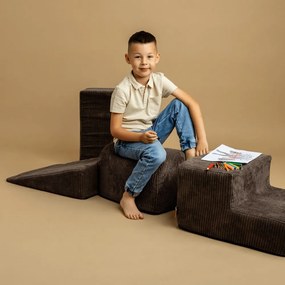 Khaki kordbársony habszivacs játszótér 5 db-os magasság 30 cm 250x45 cm Montessori – Meowbaby