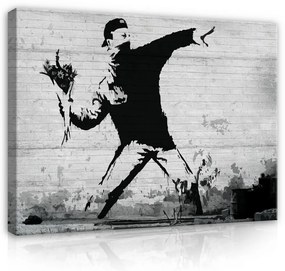 Vászonkép, Banksy - Hooligan with flowers, 60x40 cm méretben